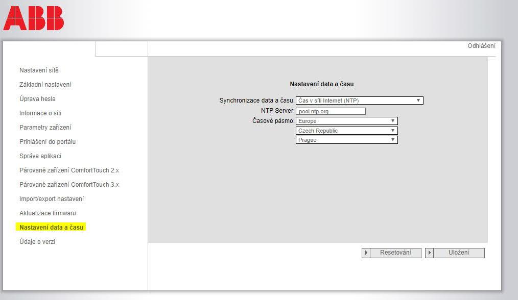 7.2.8 Nastavení data a času Pomocí Nastavení NTP serveru můžete určit, s jakým časovým signálem se bude IP Gateway synchronizovat.