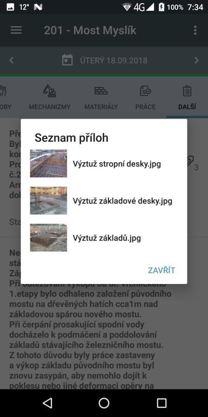 Výhody elektronického stavebního deníku Vkládání fotografií a jiných příloh Fotografie z mobilního