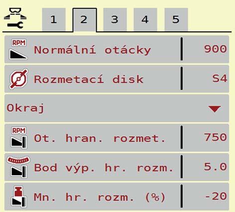 Obsluha AXIS-H ISOBUS..6 Režim hraničního rozmetání V tomto menu můžete zvolit vhodný režim rozmetání na okraji pole. 1 2 Obrázek.