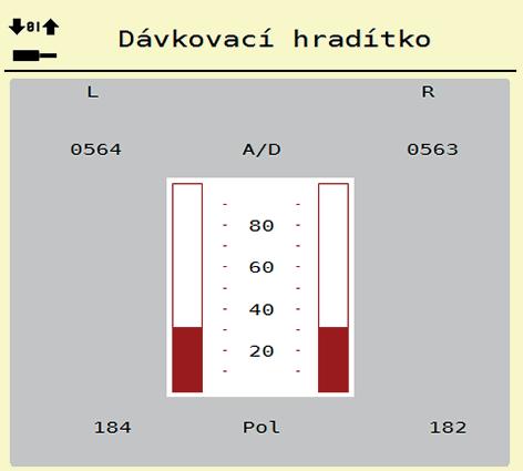 Obsluha AXIS-H ISOBUS Příklad Test/diagnostika dávkovacích hradítek 1. Vyvolejte menu Test/diagnostika > Dávkovací hradítka. Na displeji se zobrazí stav servopohonů/senzorů. 1 2 3 Obrázek.
