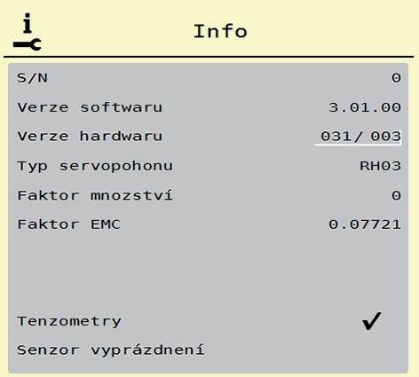 Obsluha AXIS-H ISOBUS.8 Informace V menu Informace můžete vyhledávat informace o ovládání zařízení.