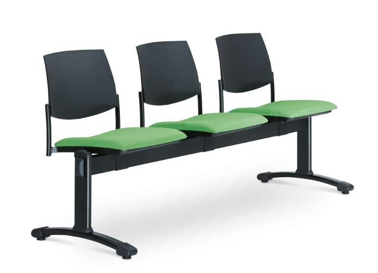On clients wishes the seats can be replaced with a table. The plastic and metal parts are available in black and grey colour.