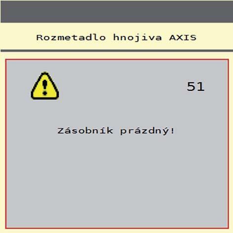 Alarmová hlášení a možné příčiny 6 6.2 Potvrzení alarmového hlášení Alarmové hlášení je na displeji zvýrazněno a zobrazeno s výstražným symbolem. Obrázek 6.1: Alarmové hlášení (příklad) 1.