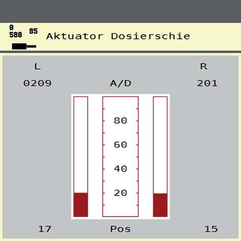 Obsluha AXIS ISOBUS Příklad testu/diagnostiky hradítka n UPOZORNĚNÍ Nebezpečí zranění pohybujícími se součástmi stroje Během testů se mohou součásti stroje automaticky pohybovat.