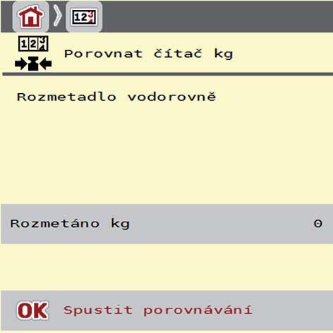 Obsluha AXIS ISOBUS.10.2 Zjištění spotřebovaného množství hnojiva Menu Porovnat čítač kg zobrazuje po skončení rozmetacích prací množství hnojiva, které bylo podle váhy spotřebováno.