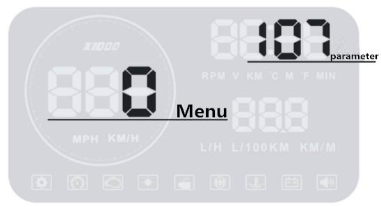 Jestliže zjistíte, že hodnota na displeji HUD se liší od hodnoty na přístrojové desce, můžete vstoupit do menu nastavení a upravit hodnotu HUD displeji.