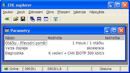 10. Pokud v novém firmware přibyl parametr, pak v programu EHL explorer v okně Parametry