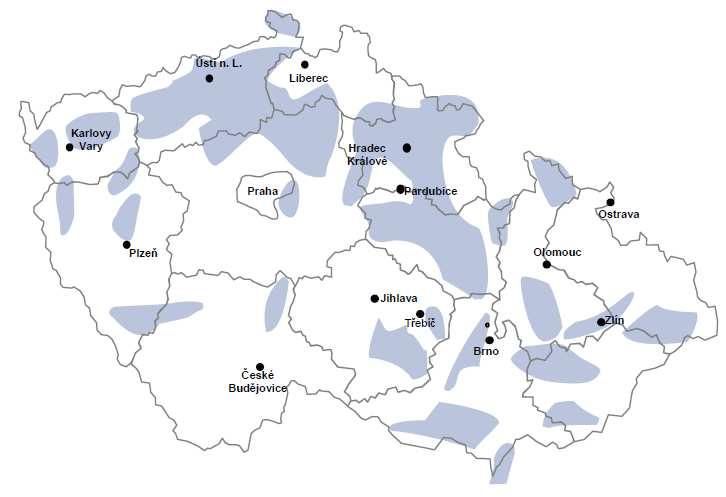 Zhodnocení dalšího rozvoje vzhledem k energetickému potenciálu jednotlivých OZE 41 Obrázek 8 Nejvhodnější lokality pro hydrotermální projekty 6.
