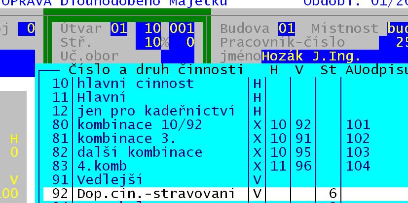 Poměr z celkového odpisu, který je směřován na doplňkovou činnost, je dán zadaným procentem (například 30% na VČ).