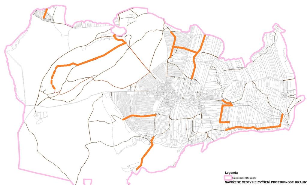 Na kopii turistické mapy KČT s vyznačenými cykloturistickými cestami je zobrazen navrhovaný systém cykloturistických cest k vymezení nebo ve výjimečných případech k obnově.