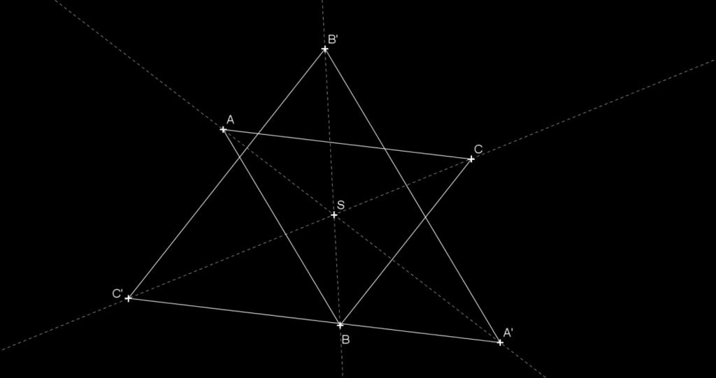 3) Je zadaný čtverec ABCD a střed S vně tohoto čtverce.