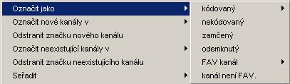 seznamu budou přemístěny. Je-li zdrojem okno najít (např. "najít kanály", "najít duplikáty"), zvolený kanál bude přemístěn stejným způsobem.