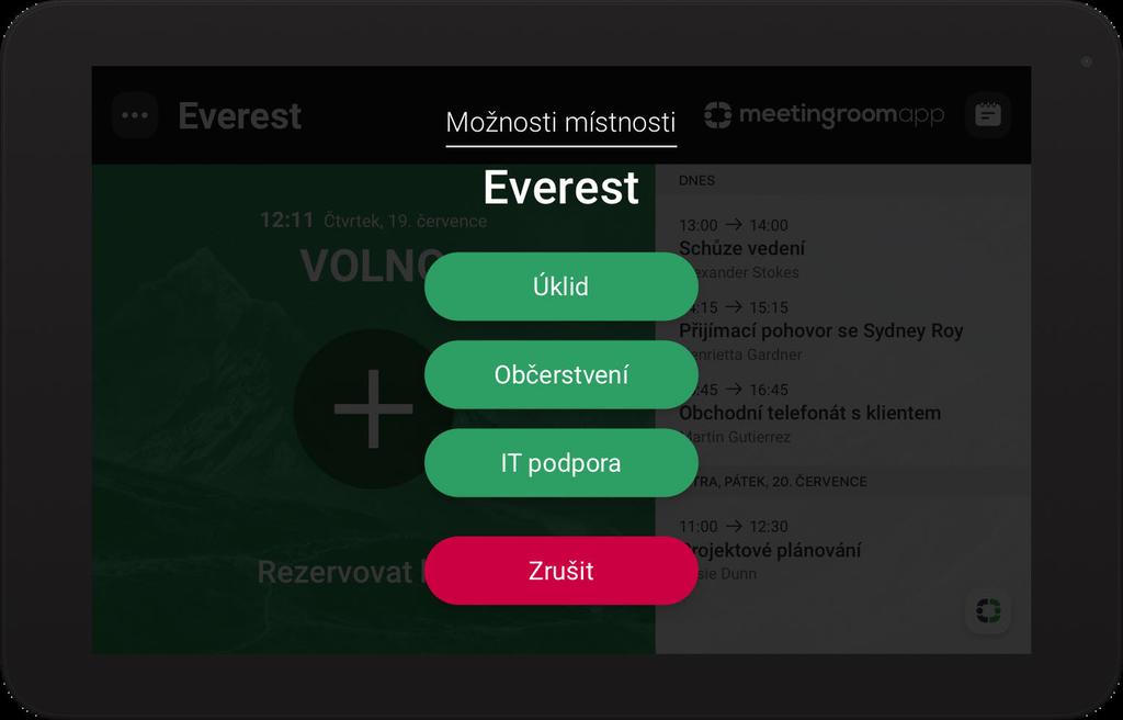 CELOOBRAZOVKOVÝ REŽIM Celoplošné zobrazení firemní akce či události Na displeji rezervačního zařízení.