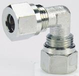Šroubení s řezným kroužkem z nerezové oceli AISI 36 vyhovují standardům dle DIN 2353 pro kovové trubky pracovní tlak 250 bar, možno použít pro kovové trubky a plastové trubky v případě použití