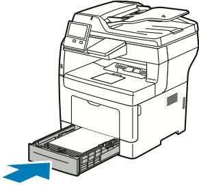 Papír a média 5. Zasuňte zásobník zpět do tiskárny. 6. Zasuňte zásobník zpět do tiskárny až nadoraz.