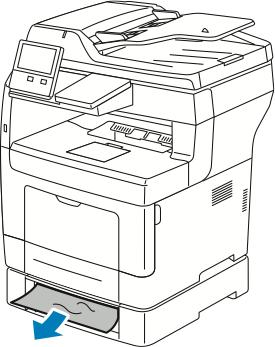 Odstraňování problémů 3. Vyjměte veškerý zmačkaný papír ze zásobníku a také veškerý zbývající papír zaseknutý v přední části tiskárny. 4.