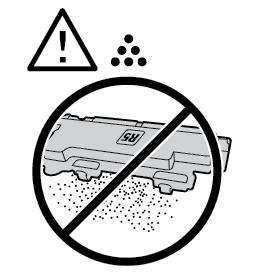 Upozornění: Odpadní nádobku nepokládejte na stranu, aby nedošlo k vysypání toneru