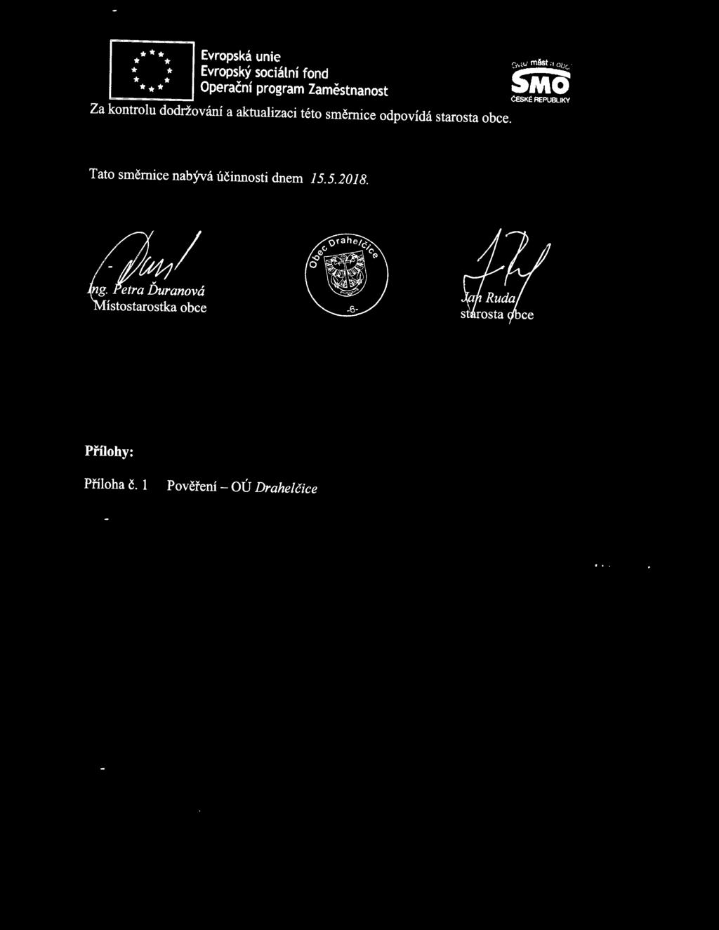 měst a Obcí CESK R PUBLIKY Tato směrnice nabývá účinnosti