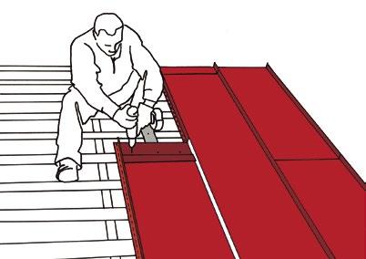 Podélný spoj Maximální délka pásu krytiny Classic je 10 m. V případě střešních plášťů delších než 10 m je vyžadováno podélné překrytí.