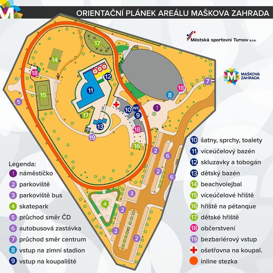 d) Maškova zahrada Maškova zahrada není pouze Stadion Ludvíka Koška a koupaliště. Velké oblibě se těší také skatepark, in-line stezka a dětské hřiště.