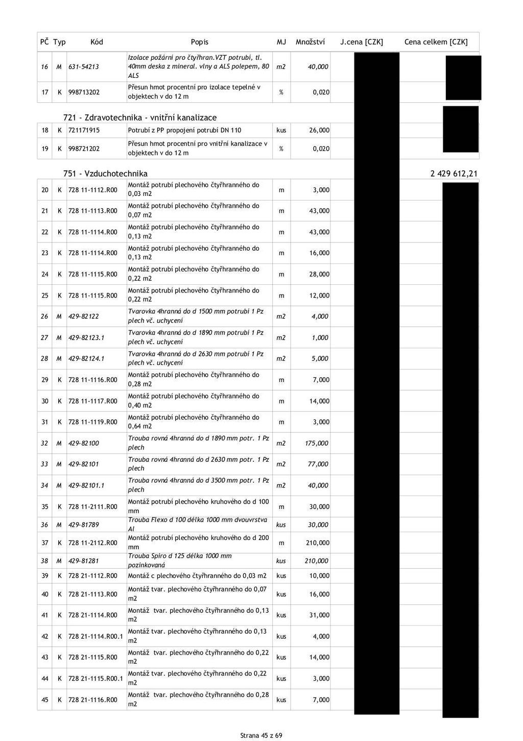 Izolace požární pro čtyřhran.vzt potrubí, tl. 16 M 631-54213 40mm deska z mineral.