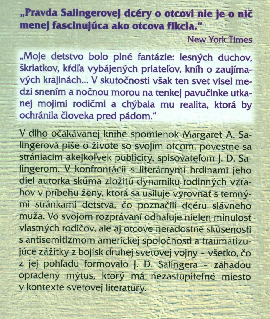 Salingerová ; z anglického originálu preložil V. A.