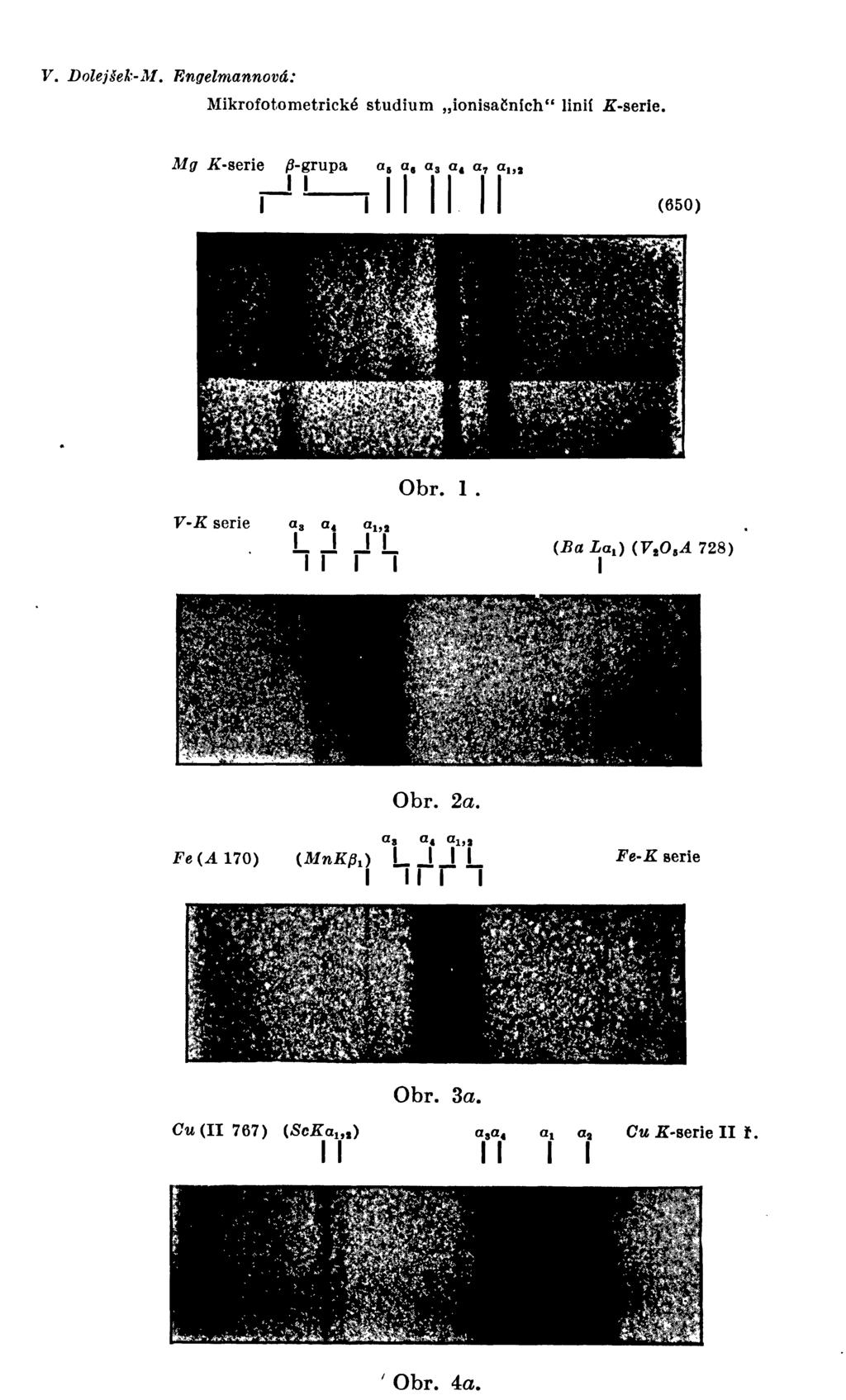 V. Dolejšek-M. Engelmannová: Mikrofotometrické studium ionisacních" linií K-serie. Mg K-serie /3-grupa a B a, a 3 a 4 a 7 a,. a H 1 ill II II (650) Obr.