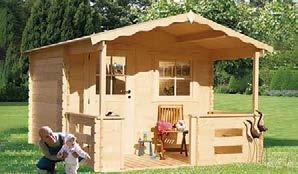 Pro děti starší 3 let. Zahradní chatka TOMÁŠ 2 Kvalitní dřevěná zahradní chatka vyrobená ze severského smrkového dřeva.