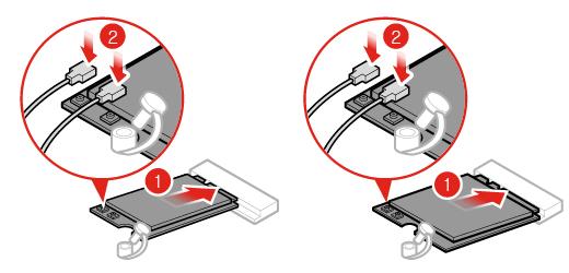 Obrázek 60. Instalace karty Wi-Fi a připojení antén Wi-Fi (typ 1 a typ 2) Obrázek 61. Instalace stínění karty Wi-Fi (typ 1 a typ 2) Obrázek 62.