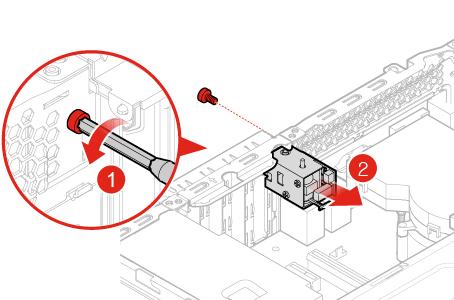 Obrázek 127. Vyjmutí zámku E-lock Obrázek 128. Instalace zámku E-lock 4. Připojte kabel zámku E-lock k základní desce. 5. Dokončete výměnu součástí. Viz Dokončení výměny součásti na stránce 68.