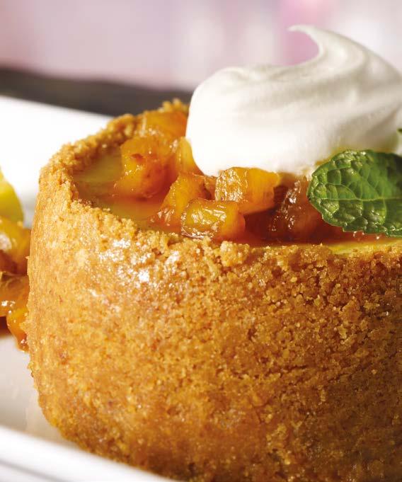 160 Kč PINEAPPLE RUM CHEESECAKE Náš proslavený krémovo-tvarohový dort s korpusem z