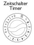 malý průchod vzduchu topidlem v důsledku těsně umístěných kamenů. Časovač Můžete nastavit časový úsek 1 až 8 hodin (bílé pole) nebo 1 4 (růžové pole).