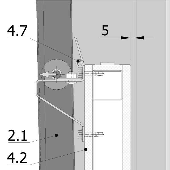 Během montáže zajistěte fixní vzdálenost sekce od obložení například podložkami z konstrukčních desek, nebo klínů.