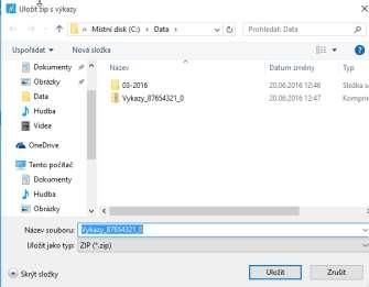 automaticky výkazy uloží do ZIP