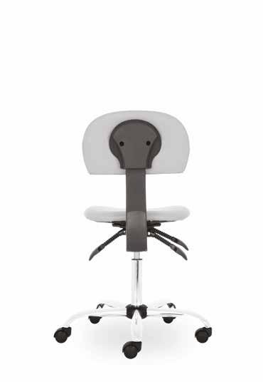 Volitelnými doplňky jsou výškově nastavitelná kruhová podnož, maxi píst a kluzáky. / DOCTOR is a medical swivel chair with upholstered seat and backrest.