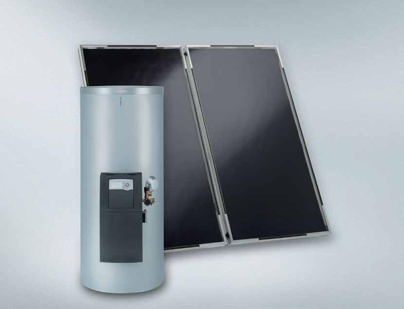 22/23 Vitosol 100-FM Solární paket k solárnímu ohřevu pitné vody s bivalentním zásobníkovým ohřívačem vody včetně Solar-Divicon, solární regulace, slunečních kolektorů a solárních komponentů.