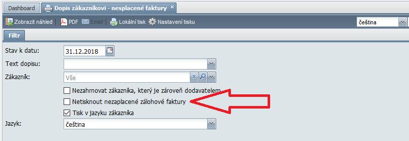 - Tisk dopisu s nesplacenými fakturami byl doplněn filtr umožňující netisknout v dopisu nezaplacené zálohové faktury - Tisk obratu na účtech byla doplněna další varianta exportu dat do excelu.