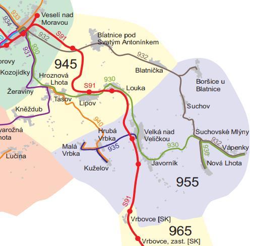 Plán regionálních linek (autobusových a vlakových) v Mikroregionu Horňácko k 10. 12. 2017 