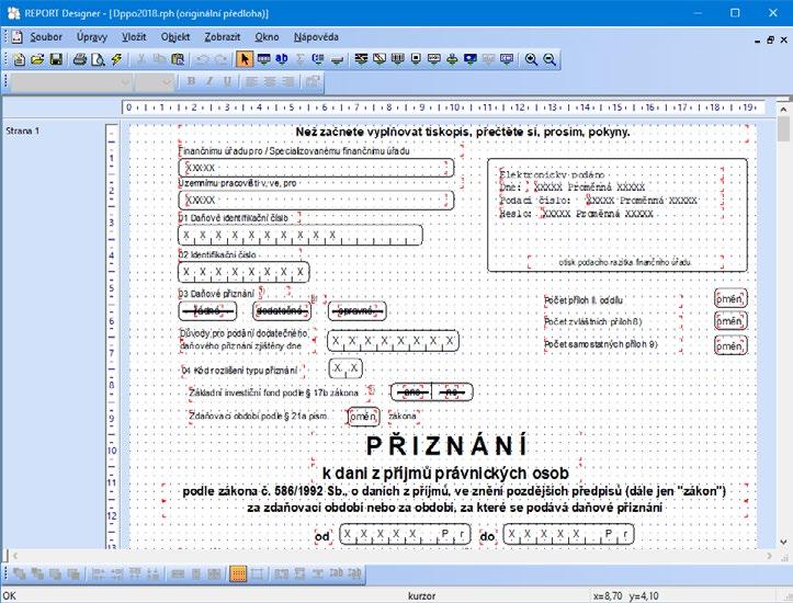 34 Příručka uživatele Daňová přiznání TAX 2 4 Pokud můžete upravovat sestavy pomocí programu REPORT Designer, zpřístupní se v programu TAX tato tlačítka: Přidat, resp.