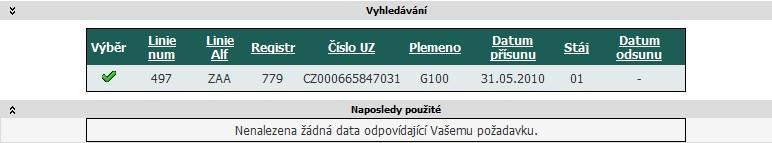 2 Býka zadávám vložením linie-registru nebo pomocí čísla UZ.