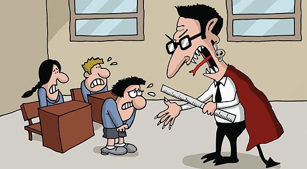 Zasedlý učitel Učitel je zasedlý, jako ďáblem posedlý. Je velice naštvaný, poznámky má rozdaný. Učitele nesnáším, drby o něm roznáším. Zas mi sebral žákovskou, dám mu asi rákoskou.