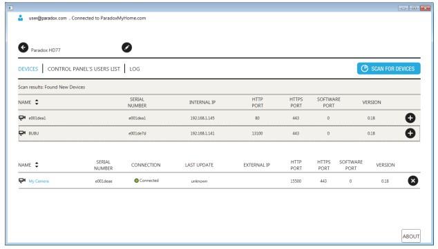 Přidání kamery na vaše stránky : 1. Jakmile je Site ID registrováno klikněte na název Site Name. Aplikace otevře stránku a bude automaticky lokalizovat vaše HD77 na síťi.