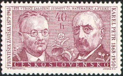 Poštovní známky vydané v Československu dne 26. února 1962 ke stému založení Jednoty československých matematiků a fyziků.