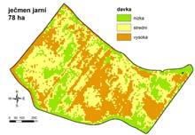 Vývoj stavu porostů Sentinel 2 NDVI, Rostěnice (Vyškov), 2017 Ječmen jarní kukuřice Aplikace regulátoru růstu (2017) 19 20 Vymezení produkčních zón v