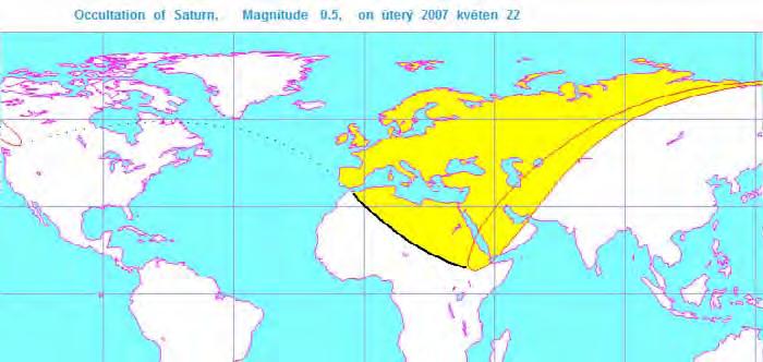 Zákryt SATURNU Měsícem Zákryty planet Měsícem 2007 22. 5.