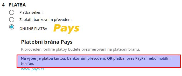Informace Podporované měny udává pro jaké měny je možné platební bránu Pays použít.