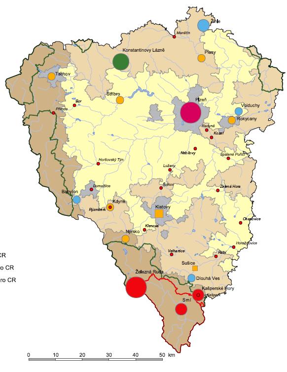 Silný lokalizační potenciál je koncentrovaný zejména v příhraničních oblastech regionu národní park a chráněné krajinné oblasti a dále potom zejména v jádru mezoregionu městě Plzni.