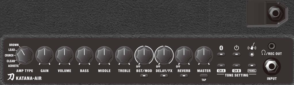 Popis panelu Horní panel 11 4 5 6 7 9 1 2 3 8 10 1 AMPLIFIER Ovladač [AMP TYPE] Volí typ zesilovače. Všechny integrované typy jsou originální.