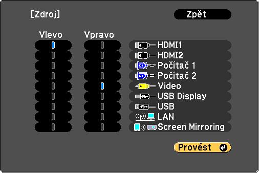 Promítání dvou obrzů zároveň 62 c Chcete-li vybrt vstupní zdroj pro druhý obrz, vyberte nstvení Zdroj, stiskněte tlčítko [Enter], vyberte vstupní zdroj, vyberte příkz Provést stiskněte tlčítko