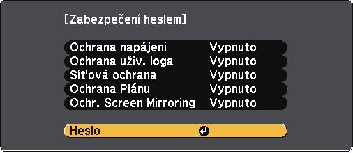 e f g Při zdávání je heslo zobrzeno jko ****. Po zdání čtvrté číslice se zobrzí výzv k potvrzení. Zdejte heslo znovu. Zobrzí se zpráv "Nové heslo bylo uloženo".